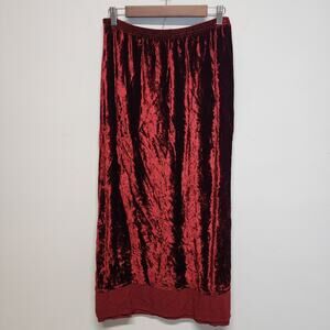 Vintage Russ Berens Velvet Maxi Skirt Size M Cherry Red Pull On Whimsigoth Indie